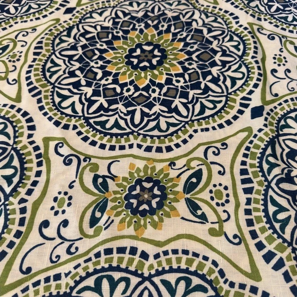 Mandala Medallion Rectangular Tablecloth Navy Blue Green 82x60 Polyester